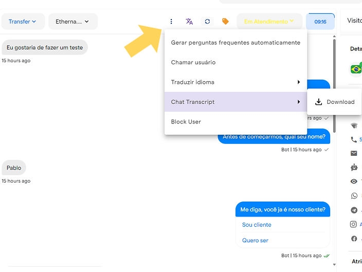 Baixar a conversa inteira