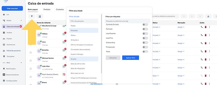 Filtros de conversas